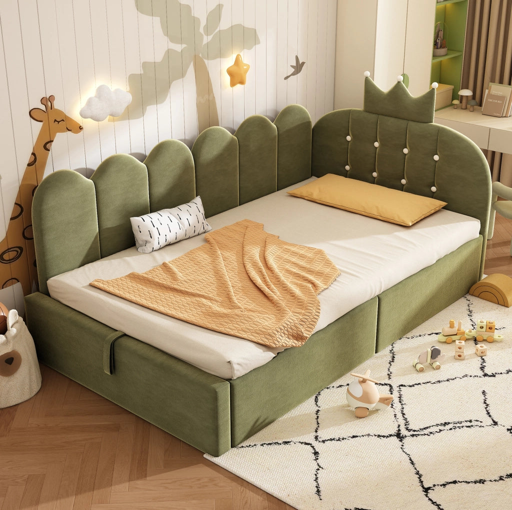 Letto singolo 90x200 cm con contenitore idraulico verde