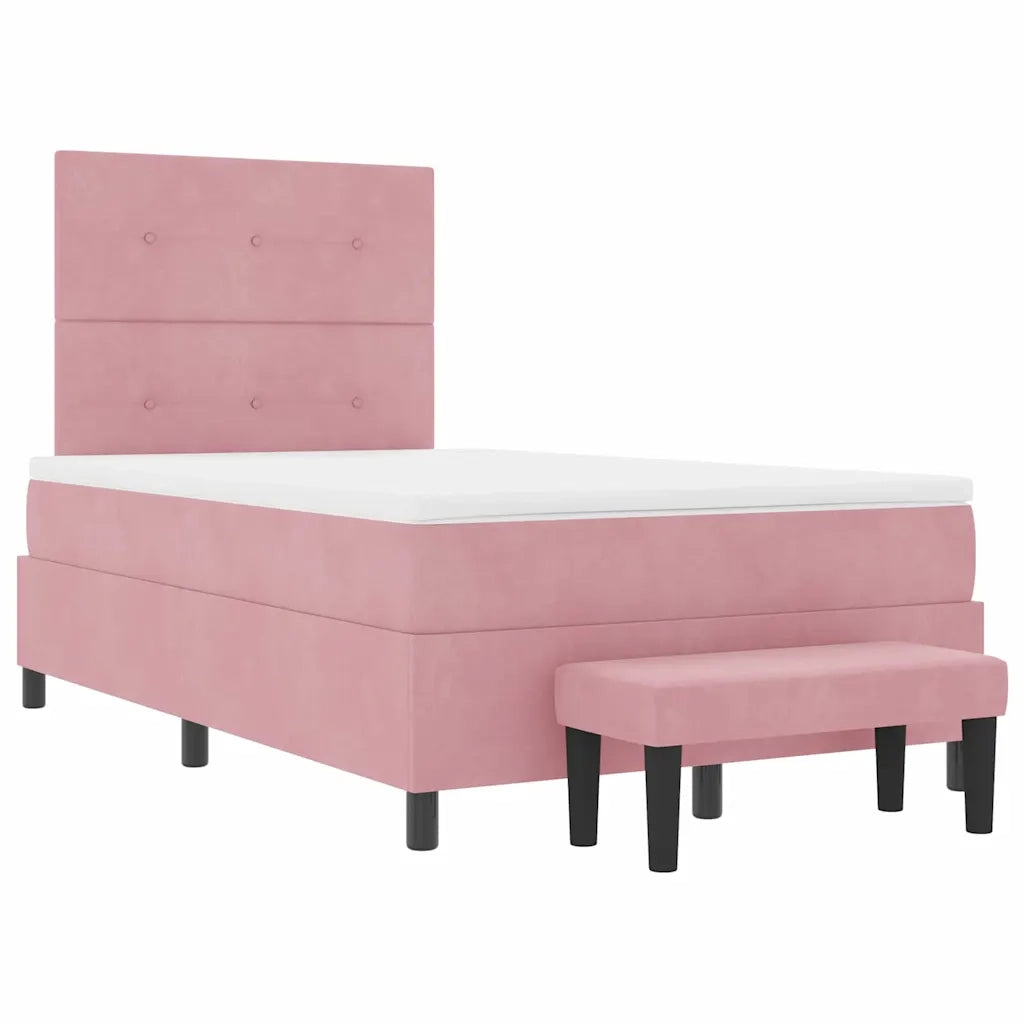 Letto a molle con testiera Rosa 200 x 120 cm Velluto 3344509
