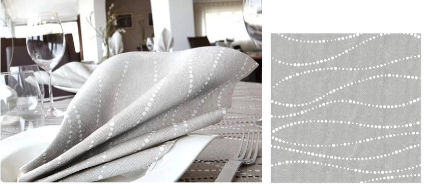 Set 50 Pezzi Tovaglioli da Tavola Carta Simil Tessuto Perle Tortora 40 x 40 cm