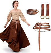 Riem Medievale - Cintura Adattabile in Pelle - Cinturone per Donna - Accessori per Cosplay - Ideale per LARP/Fantasy - Forma Comoda - Cintura a Toppa
