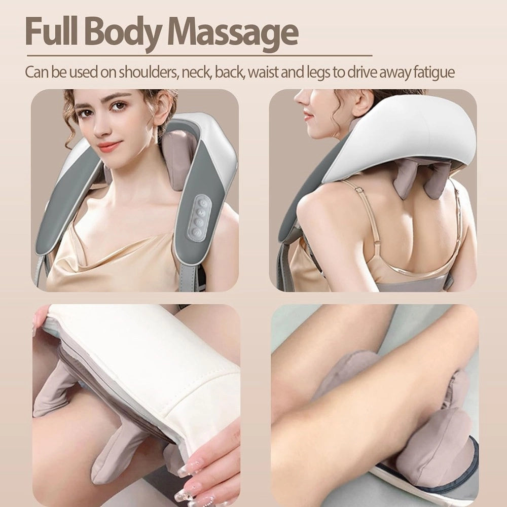 Trade Shop - Massaggiatore Per Collo Schiena Spalle Gambe Calore Massaggiante Ricaricabile 5d -