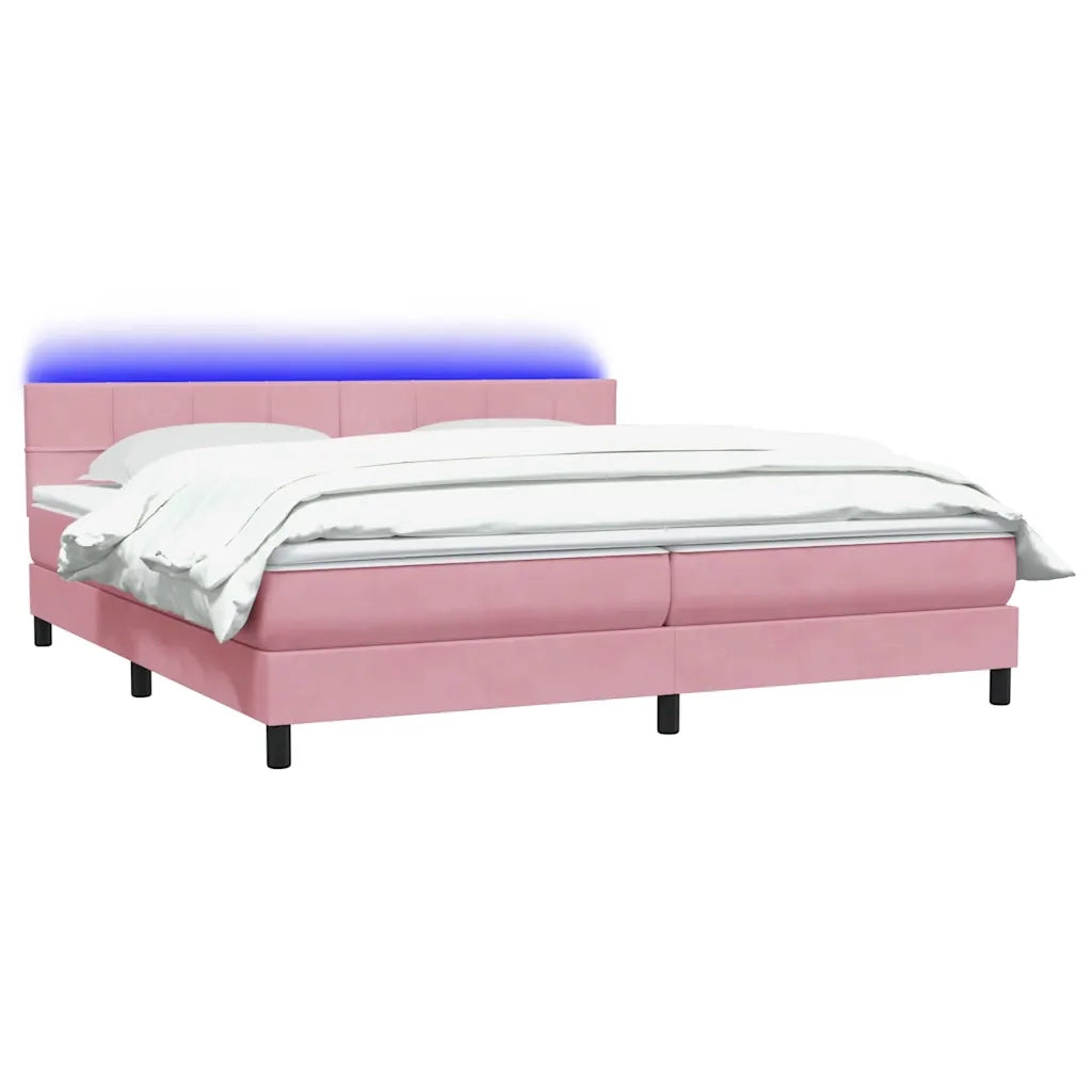 Letto a Molle con Materasso e LED Rosa 180x210 cm in Velluto 3316898