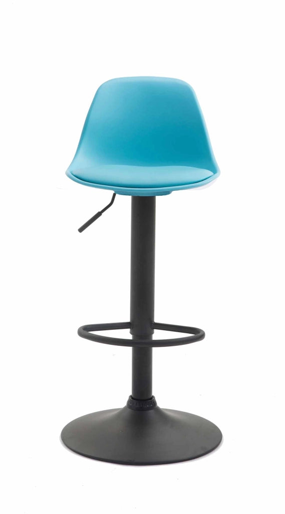 Sgabello di design KIEL in polipropilene e similpelle nero,blu