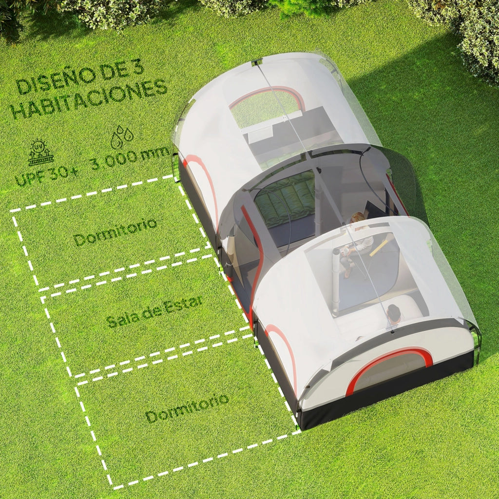 Tenda da campeggio 4 posti ¨C zephmum ¨C grigio e bianco 435x251x195 cm