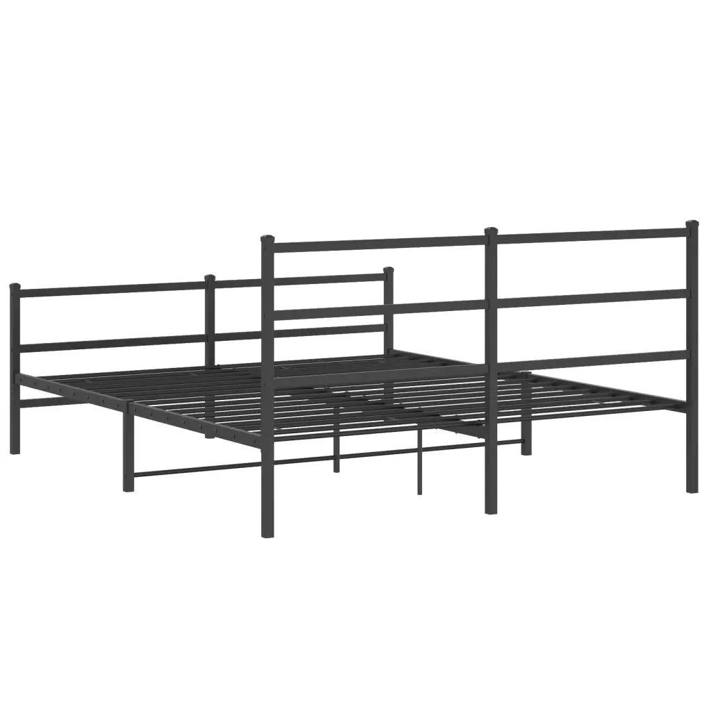 Giroletto con Testiera e Pediera Metallo Nero 160x200 cm 355386