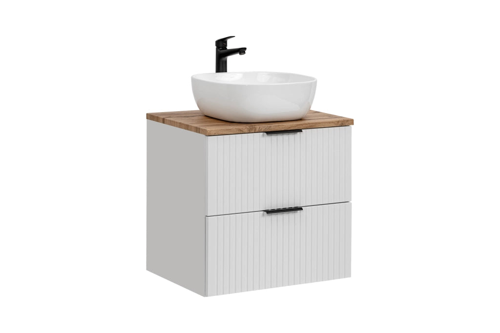 Set mobili bagno 60 cm con piano e lavabo da appoggio Smile Adel White 60 cm