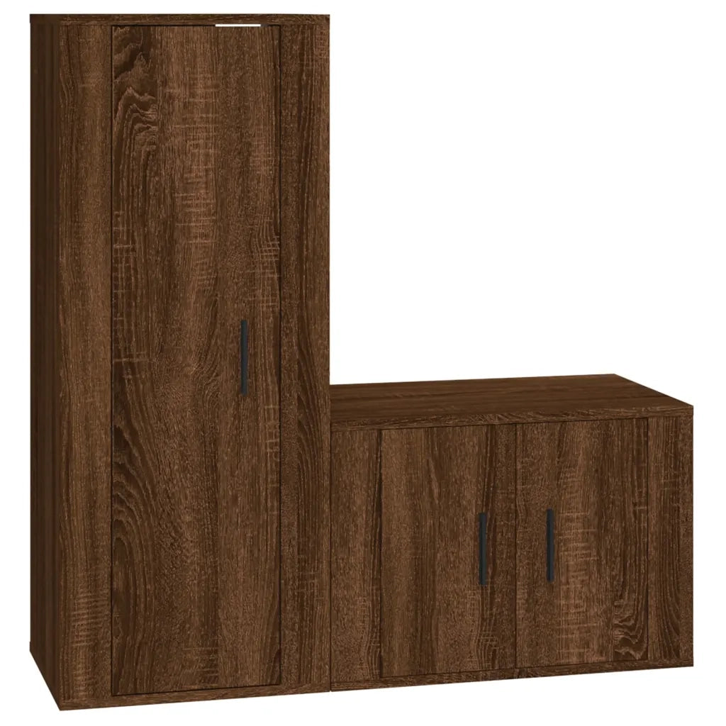 Set Mobili Porta TV 2 pz Rovere Marrone in Legno Multistrato 3188725