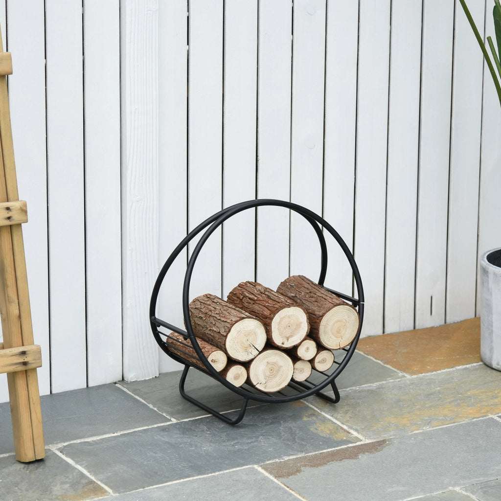 Cestino Porta Legna in Metallo ¨C zephmum ¨C Nero 45x29.5x47cm