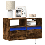 Mobile TV a Parete con Luci LED Rovere Fumo 80x31x45 cm 852331