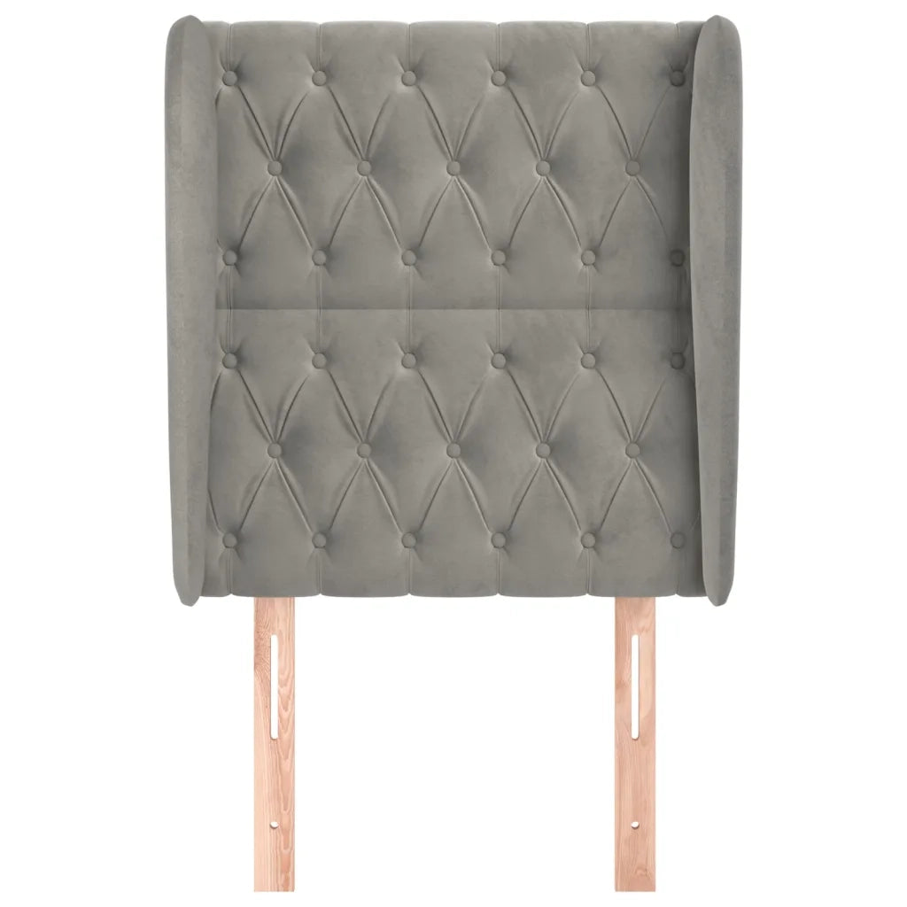 Testiera ad Orecchio-Testata con Orecchie Grigio Chiaro 83x23x118/128 cm in Velluto 974992
