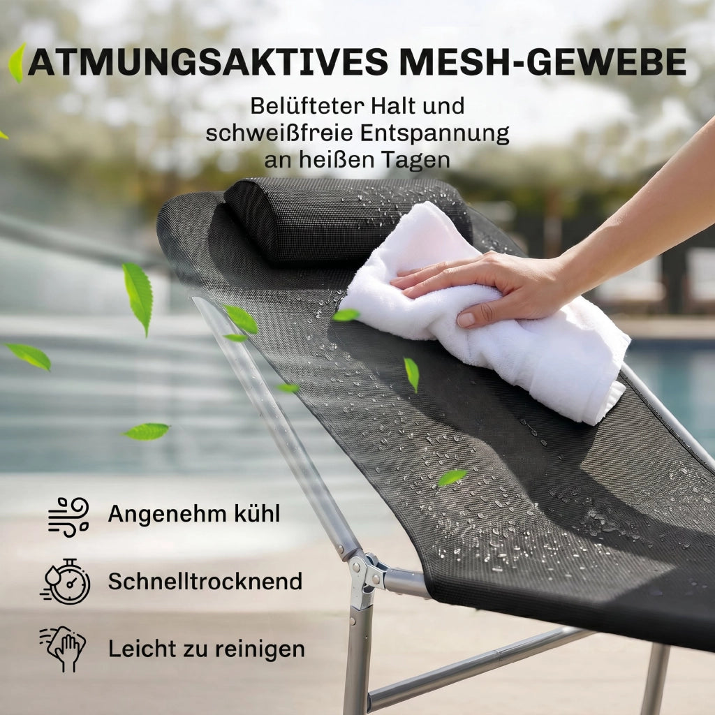 Sdraio pieghevole per giardino con cuscino ¨C zephmum ¨C 5 posizioni 120kg nero