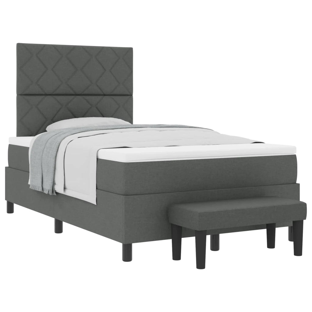 Letto a molle con materasso Grigio scuro 120 x 190 cm Tessuto 3344129