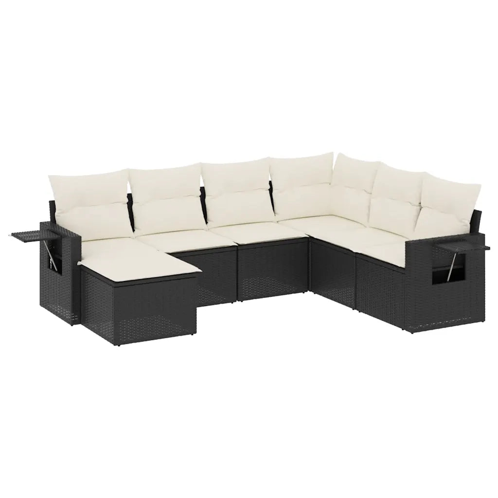 Set Divani da Giardino con Cuscini 7pz Nero Polyrattan 3252833