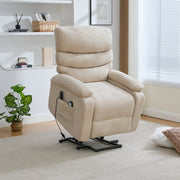 Poltrona Relax Elettrica Massaggiante con Alzapersona ¨C MINIMAL ¨C Reclinabile, Poggiapiedi, Tessuto Kaki Chiaro