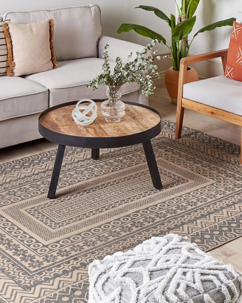 Tappeto moderno dal motivo geometrico 160 x 230 cm beige e grigio soggiorno camera da letto