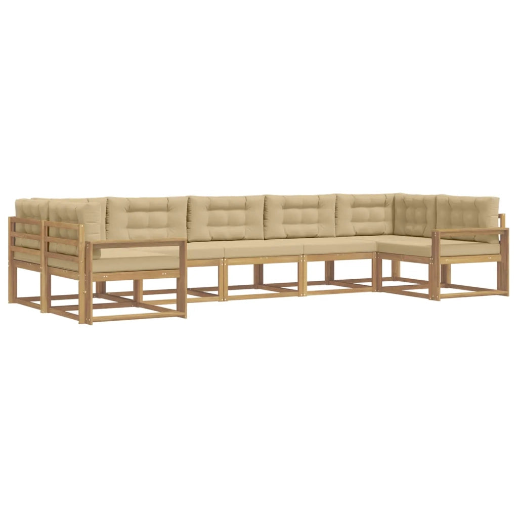 Set di divani da esterno con cuscino 7 pcs Bianco e Beige