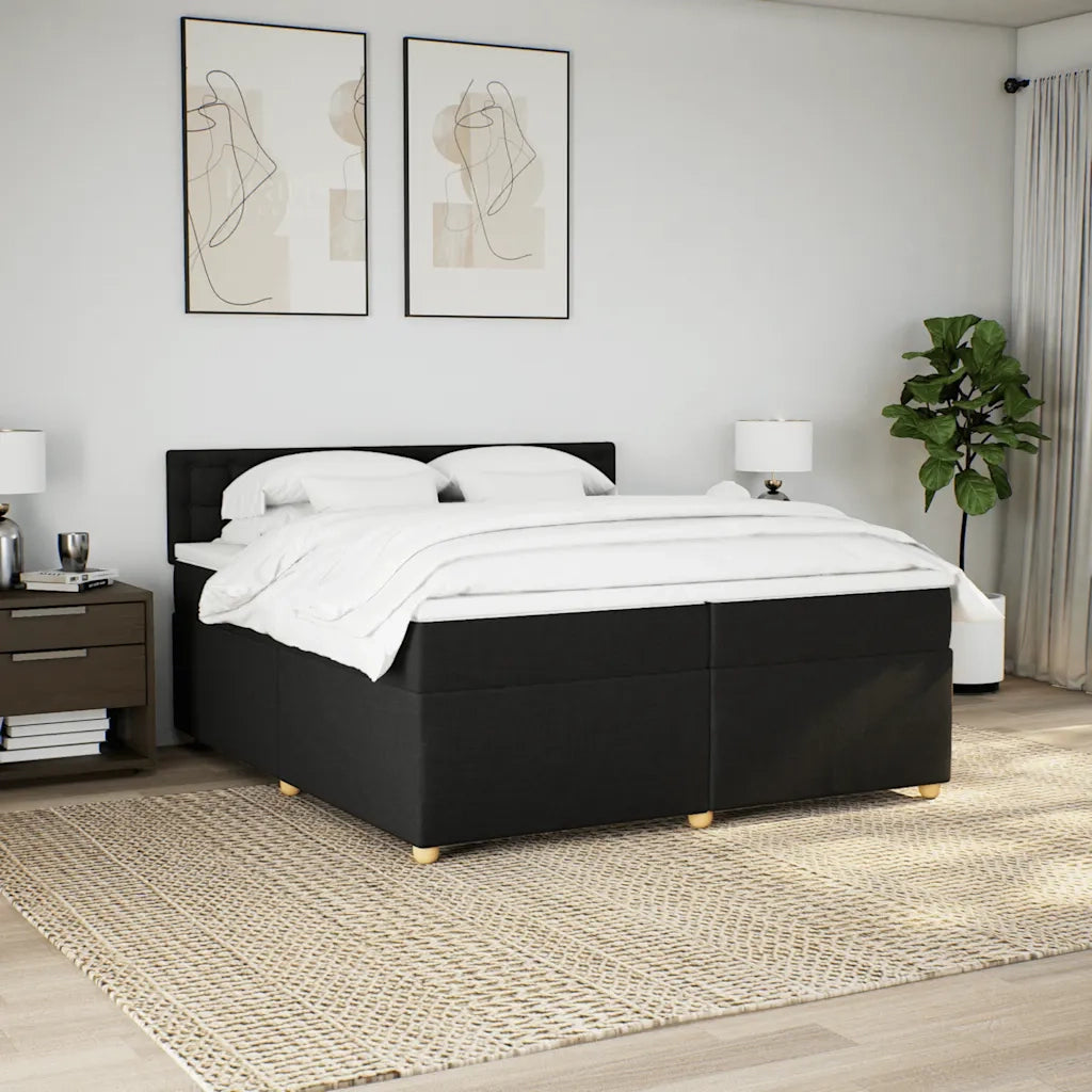 Giroletto a Molle con Materasso Nero 200x200 cm in Tessuto 3289103