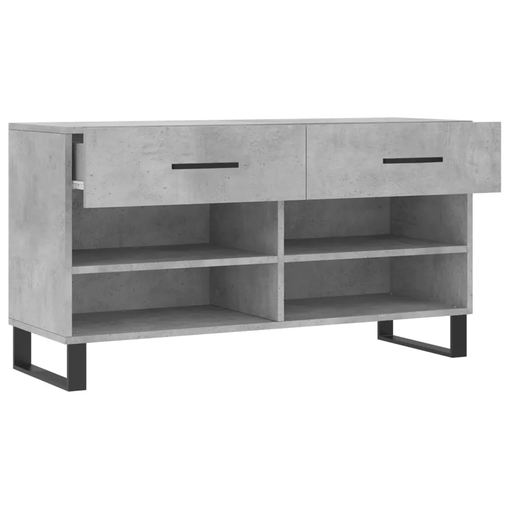 Panca Porta Scarpe Grigio Cemento 102x35x55cm Legno Multistrato 829768