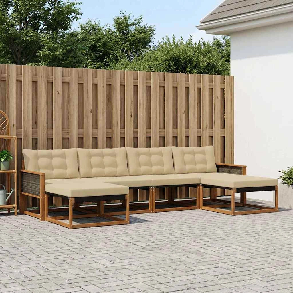 Set di divani da esterno 6 pz Naturale e Beige 3381597