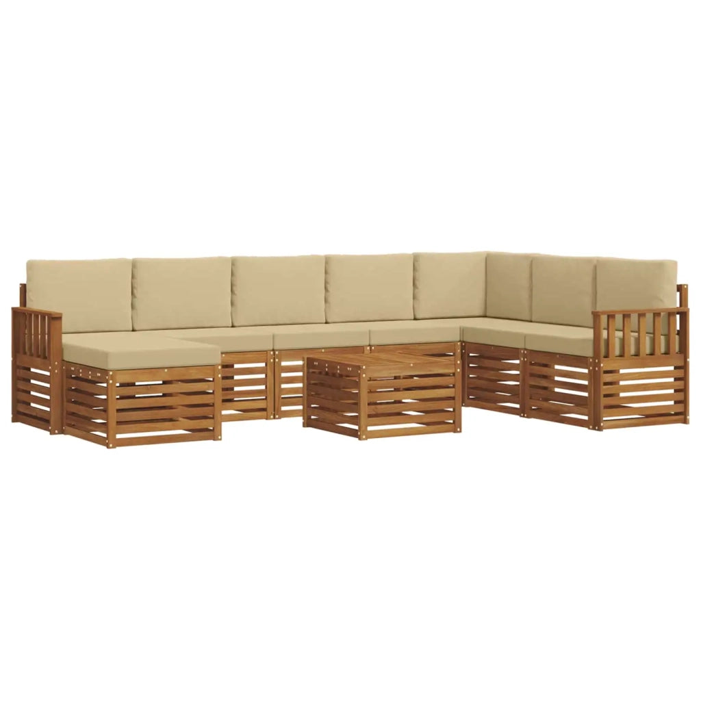 Set di divani da esterno con cuscino 9 pcs Naturale e Beige