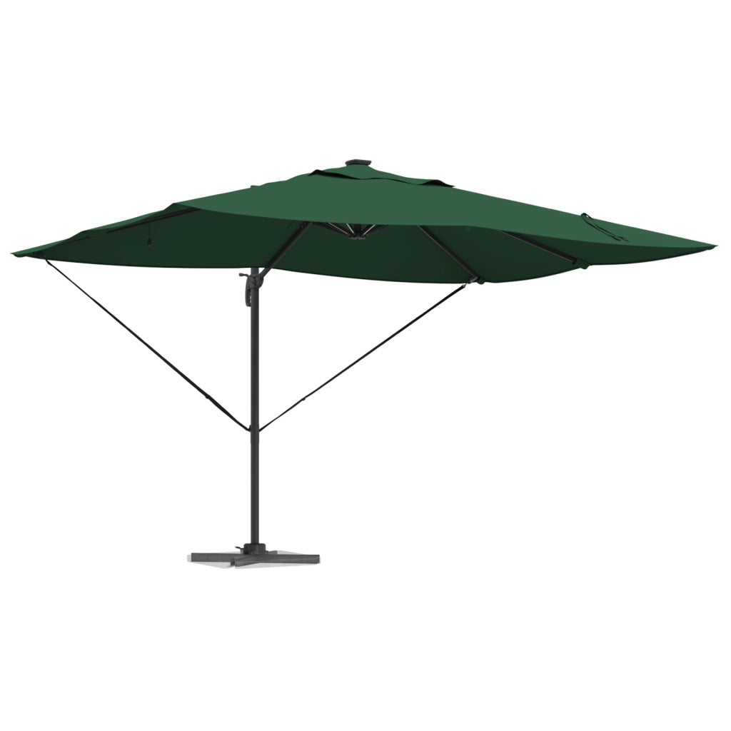 Parasol Roma a sbalzo con LED Verde 352x251x265 cm Alluminio