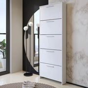 Scarpiera Campania, Mobile portascarpe, Armadio da ingresso multiuso, Mobiletto per calzature, 69x17h187 cm, Bianco