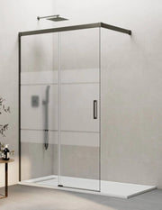 Porta doccia scorrevole 1+1 THALASSA (BASIC) walk-in 130 cm Profilo Titanio vetro serigrafato