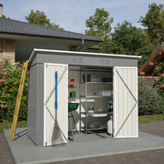 Capanno da giardino in metallo - Xylo - 8x4 FT - Grigio - Resistente alle intemperie senza pavimento
