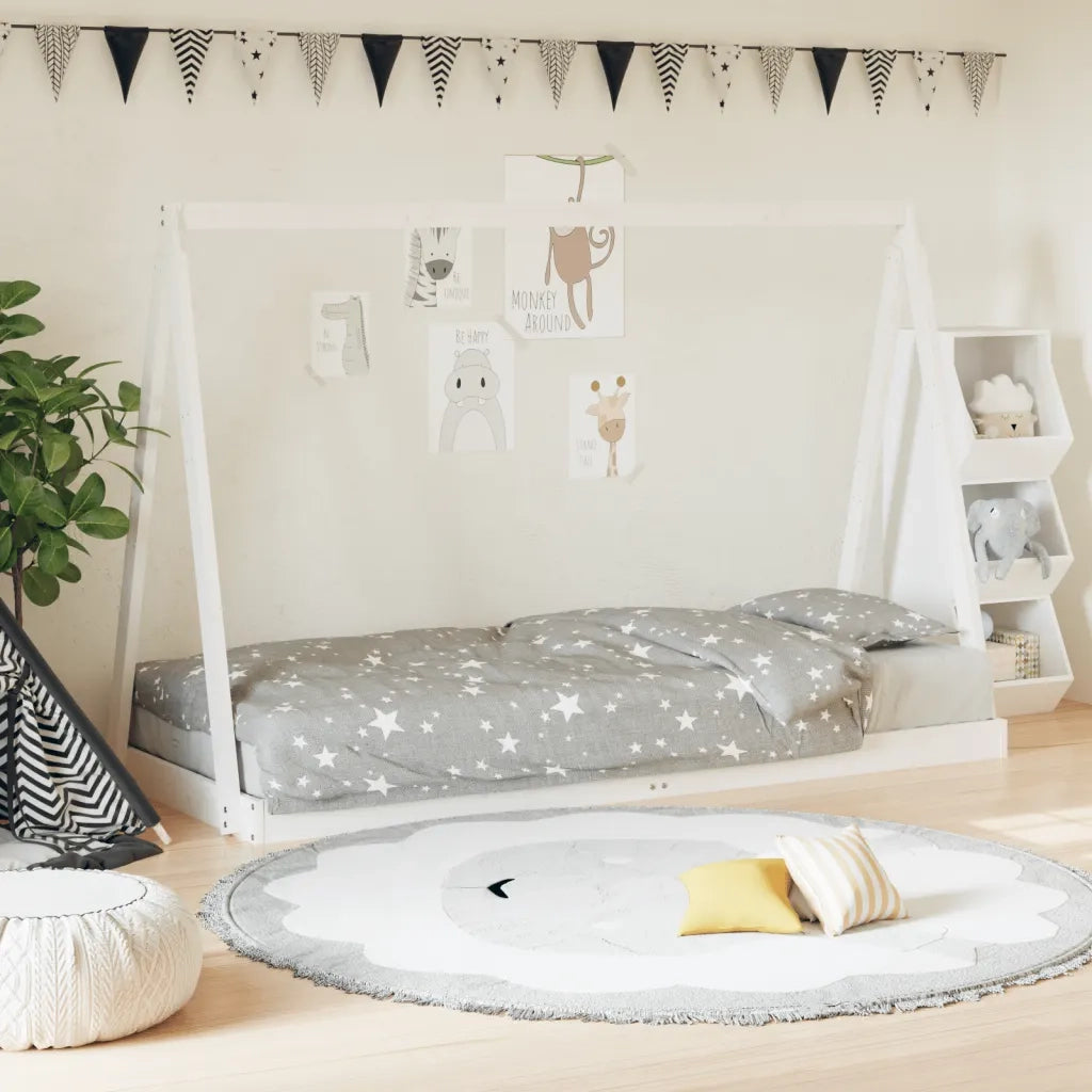 Giroletto per Bambini-Struttura Letto Bambini Bianco 80x200cm in Legno Massello di Pino 377122