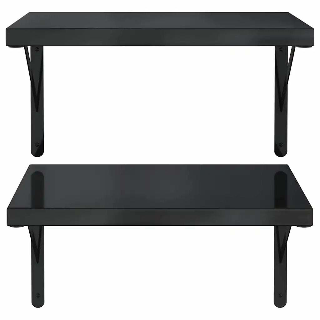 2 pz Mensole a Muro | Scaffale Parete | Ripiano a parete 50x40 cm Nero in Acciaio Inossidabile