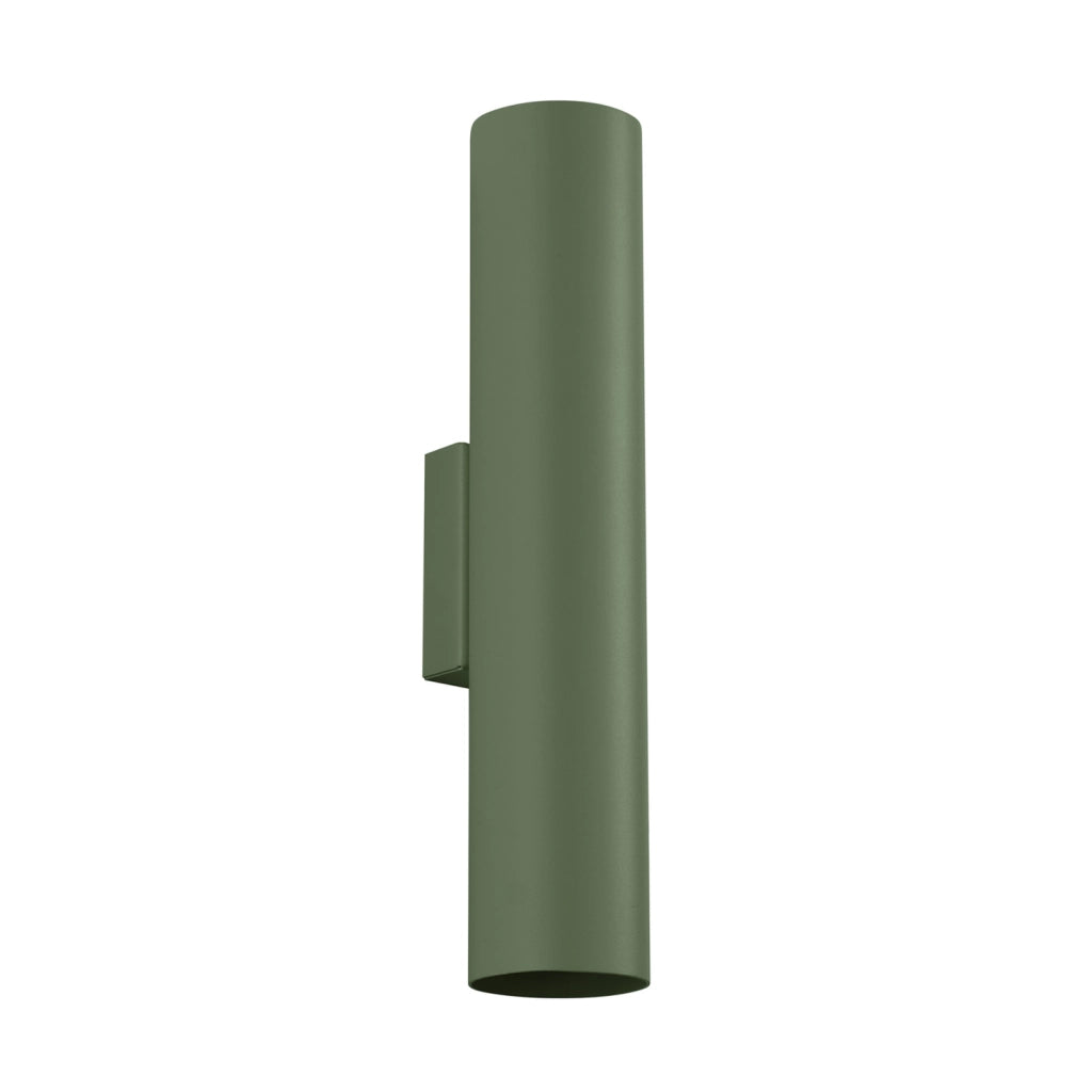 Applique moderna verde oliva tubo 30cm su/giù 2xGU10