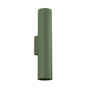 Applique moderna verde oliva tubo 30cm su/giù 2xGU10
