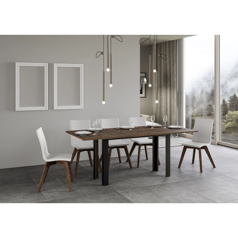 Tavolo apribile 120/200x45/90 cm Linea Double telaio Antracite - Noce