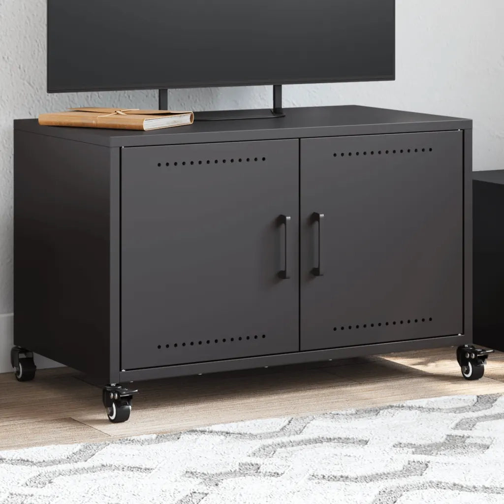 Mobile TV-Credenza per TV-Console TV Nero 68x39x43,5 cm in Acciaio 588498