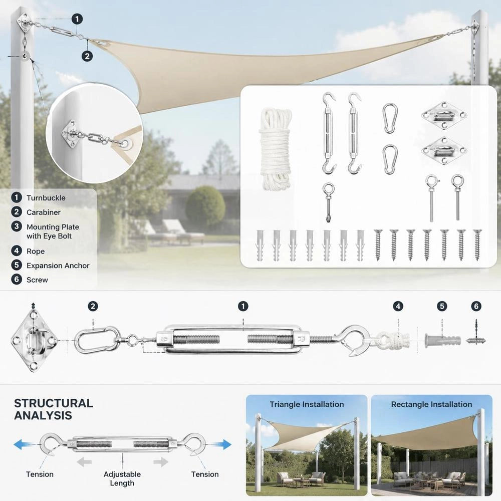 9-piece Sunshade Accessory Set, Stainless Steel