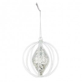Decorazione Natalizia Pallina in vetro Argento GOCCIA 9,2 cm