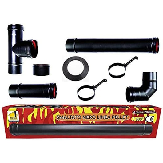 Kit tubi stufa a pellet canna fumaria dn 80 tubo acciaio smaltat