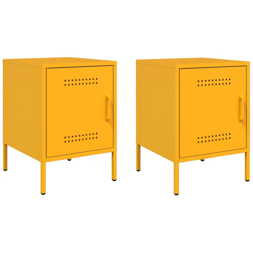 Comodini 2 pz Giallo Senape 36x39x50,5 cm in Acciaio 842917