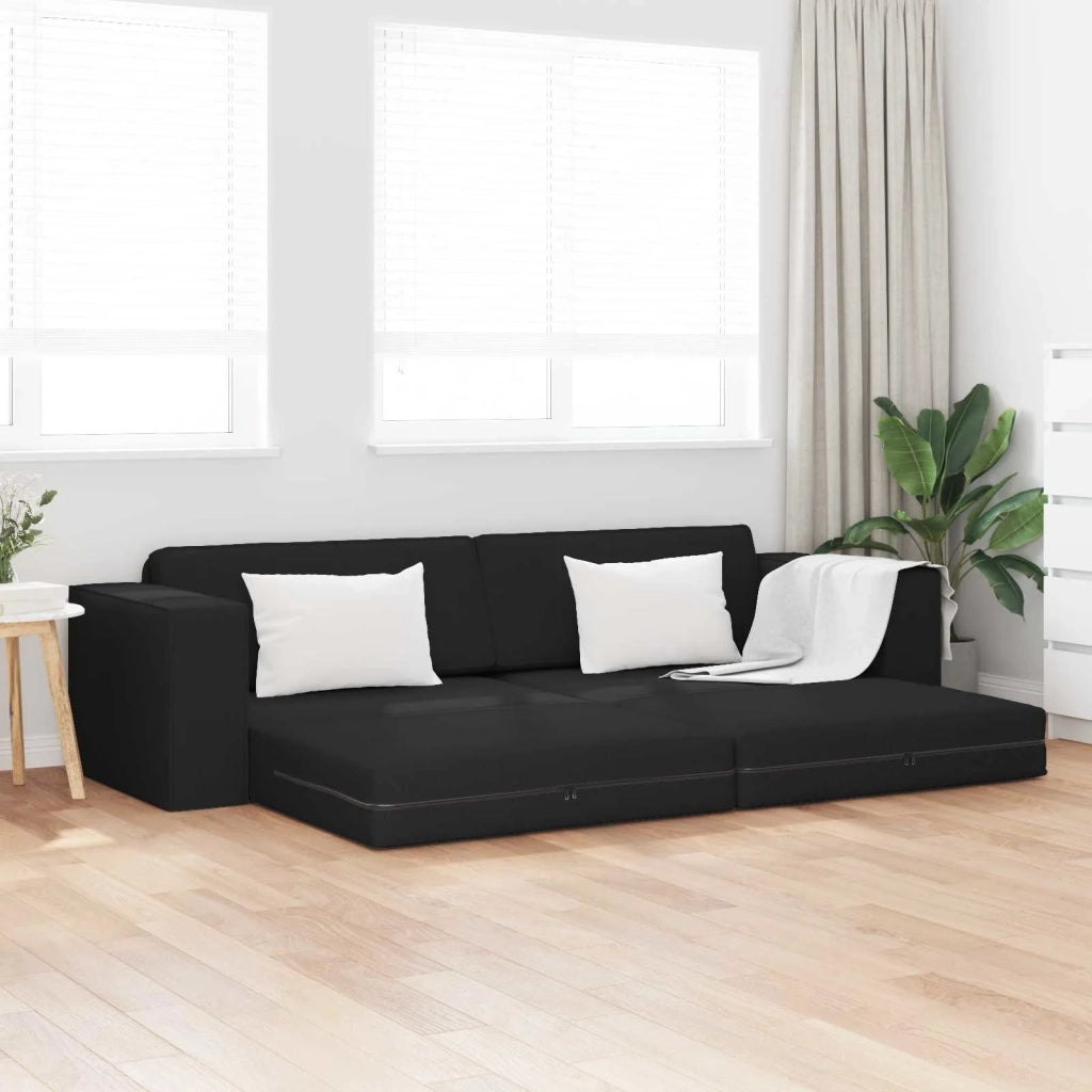 Divano letto | Sof¨¤ letto | Letto singolo Nero 245 x 78 x 77 cm Tessuto