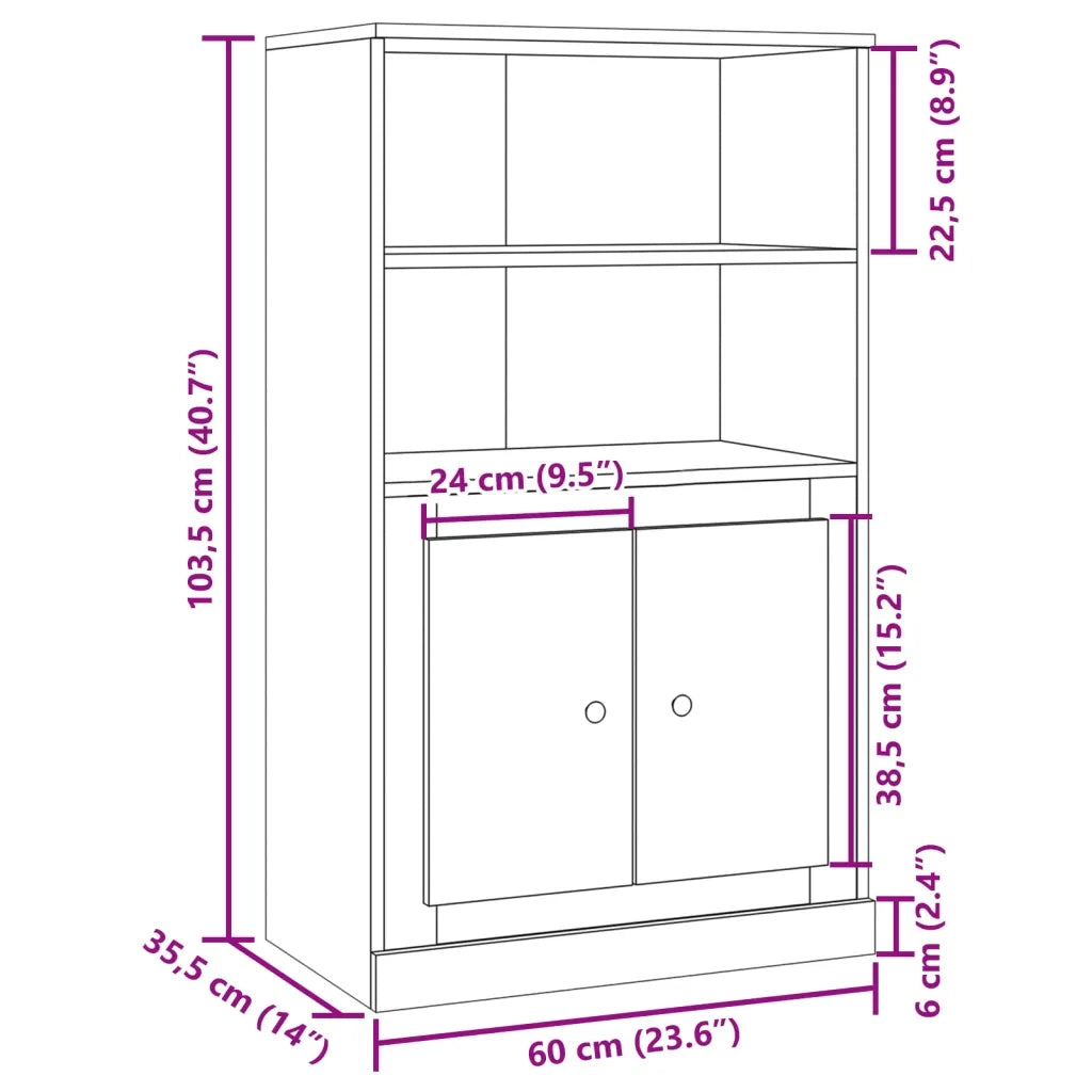 Credenza Legno Antico 60x35,5x103,5 cm in Legno Multistrato
