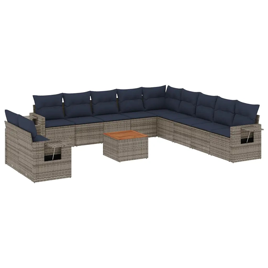 Set Divani da Giardino 12 pz con Cuscini Grigio in Polyrattan 3224647