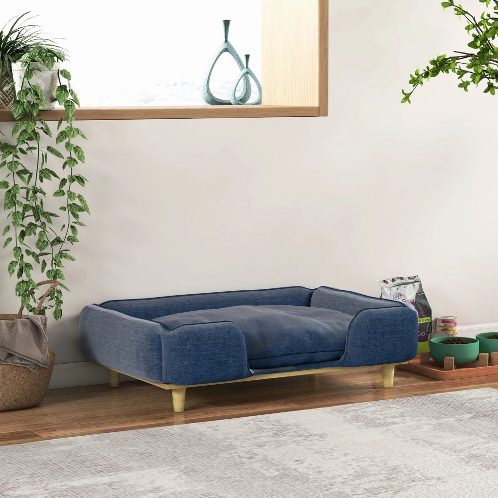 Divano per Cani Taglia Grande  fino 30 kg 96x66x24 cm con Cuscino Rimovibile Blu