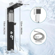 Spa Set per Doccia con Valvola Termostatica - Illuminazione a LED - Jets di Massaggio - Nero