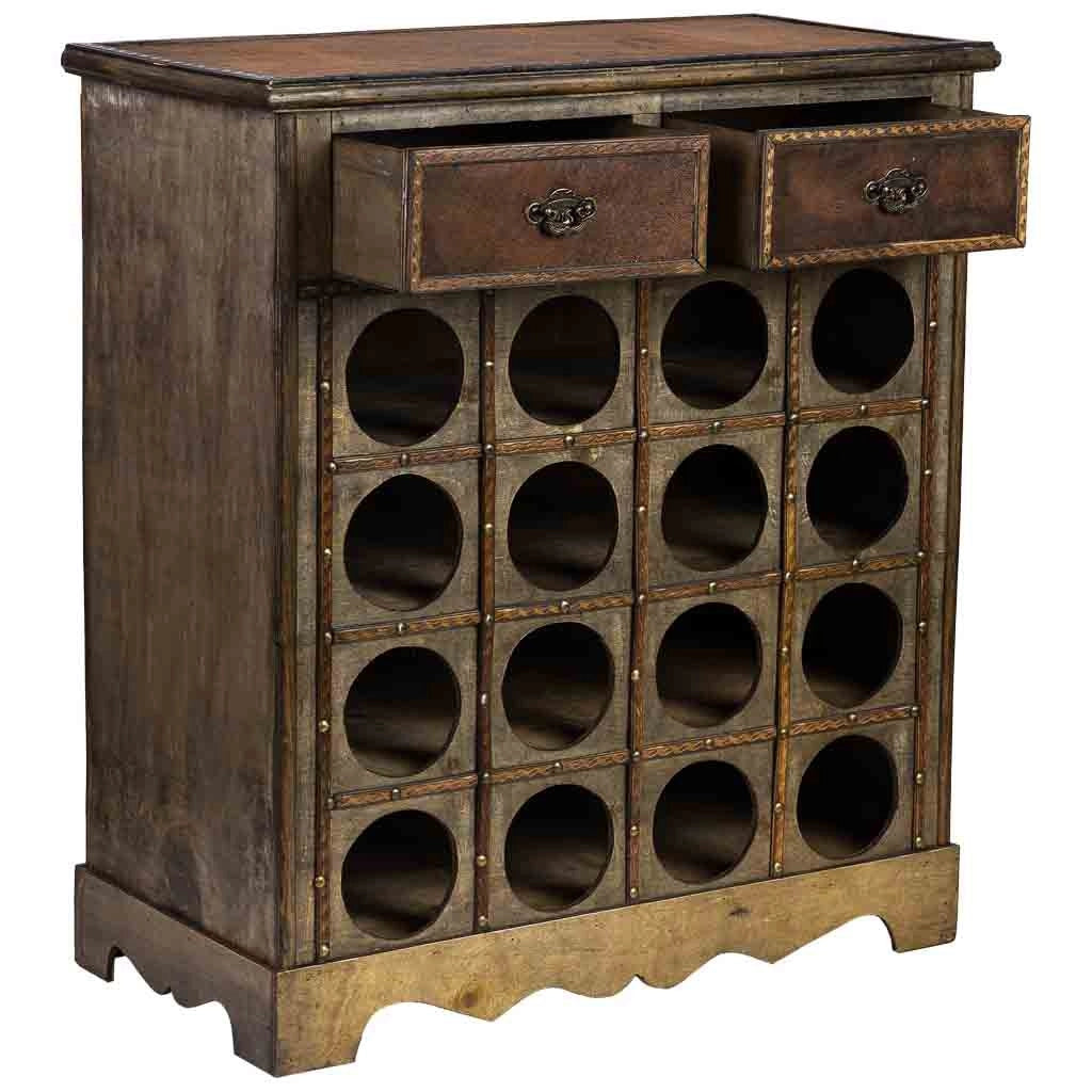 Baul porta bottiglie in legno marrone 63x31x69,5h cm
