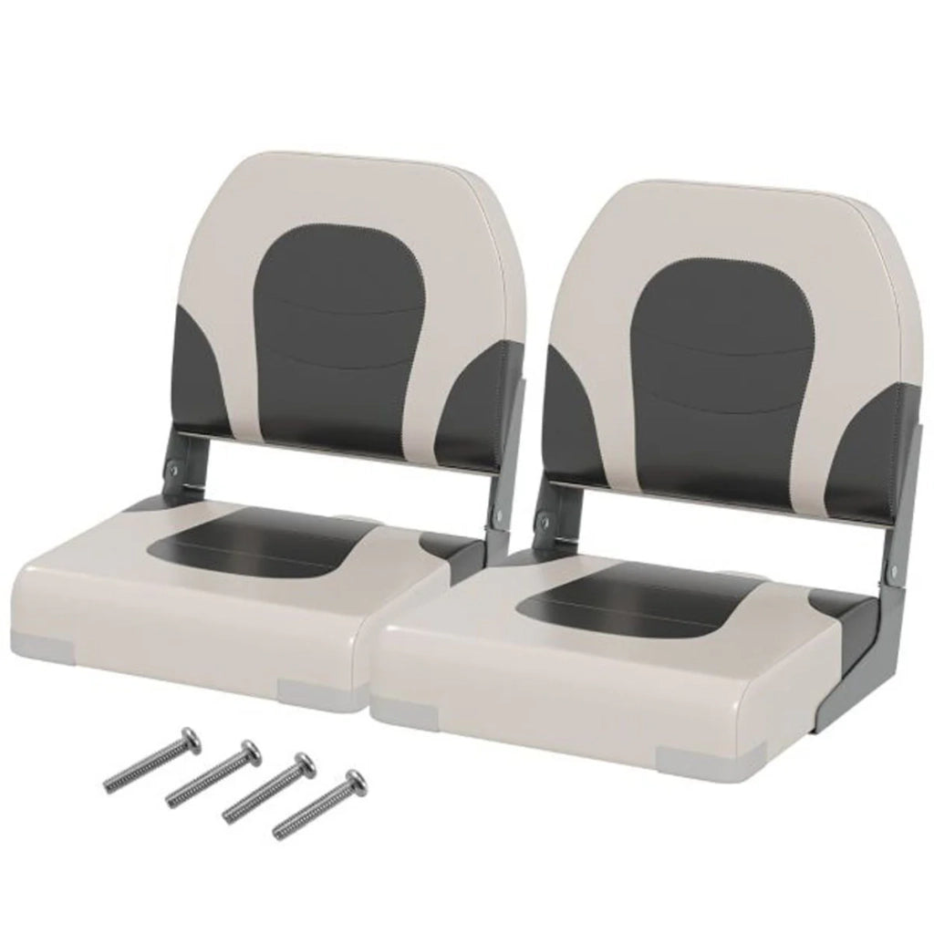 Set di 2 sedili pieghevoli per barca 51 x 42 x 49 cm seduta comoda e schienale imbottito stile moderno pelle sintetica grigia 20_0013596
