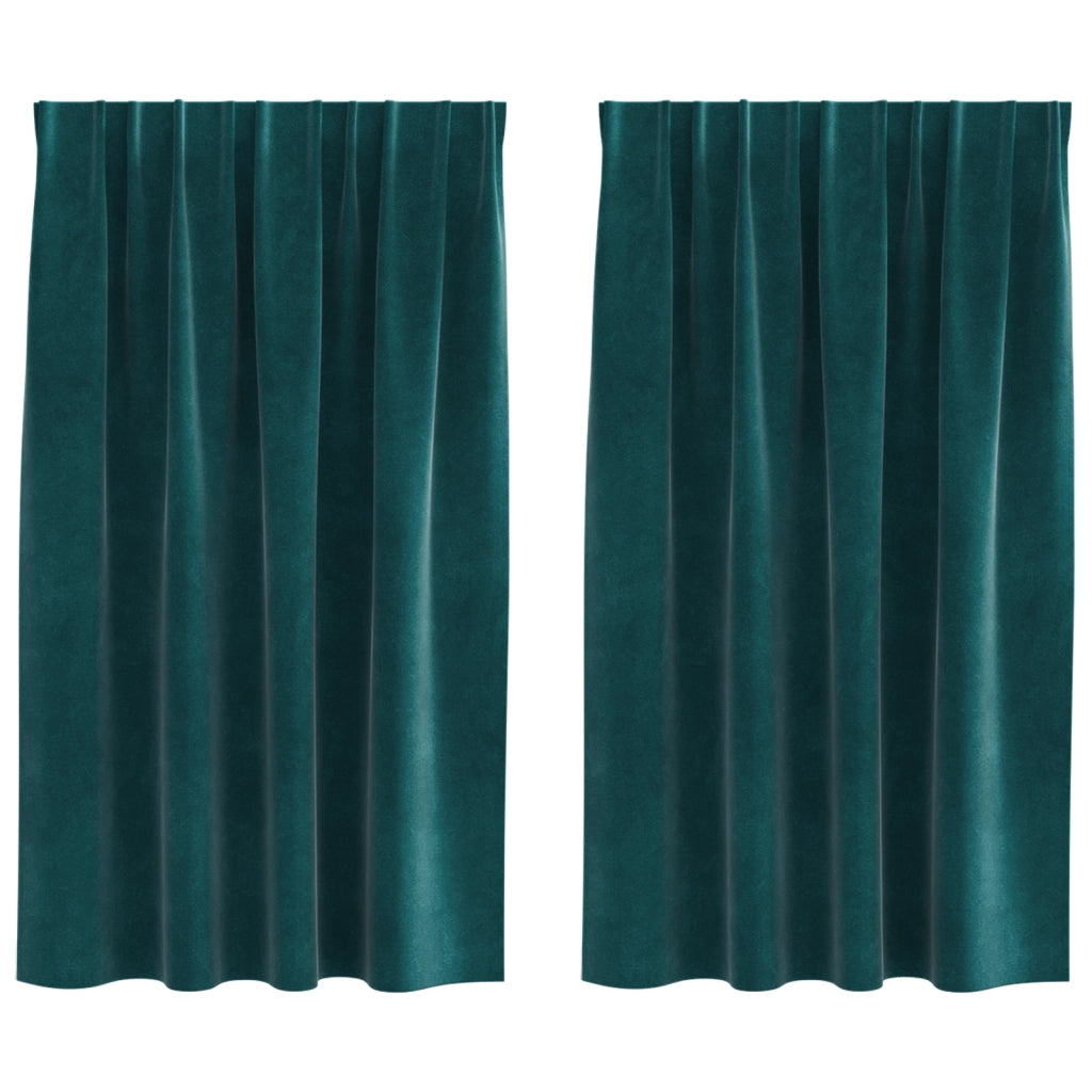 Tende Blackout  con nastro superiore 2 pezzi in velluto verde scuro
