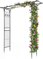 Arco da Giardino, Traliccio ad Arco per Rampicanti, 206x40,5x215 cm | Pergolato da Esterno in Metallo con Tetto Piatto e Elegante Motivo a Traforo per Matrimonio e Festa