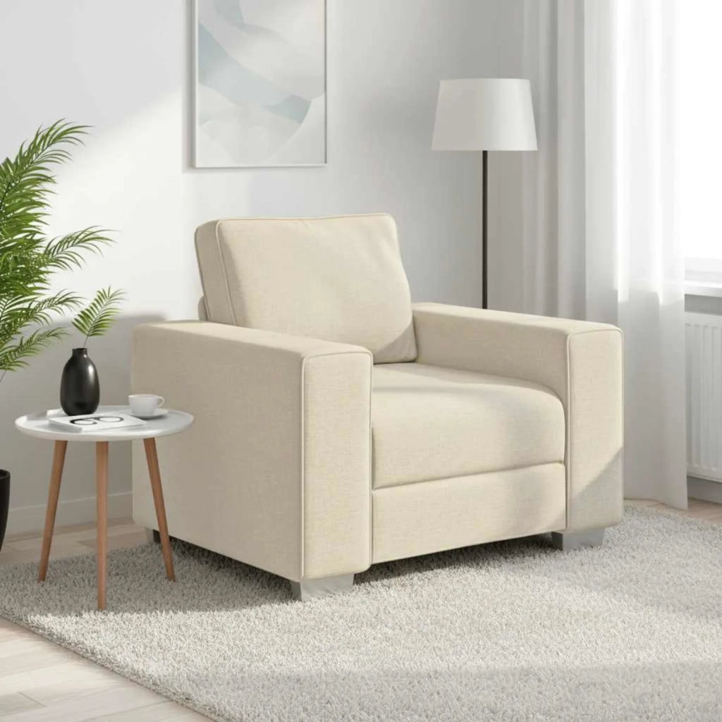Poltrona Sofa Beige 100 cm Tessuto misto lino 4105216