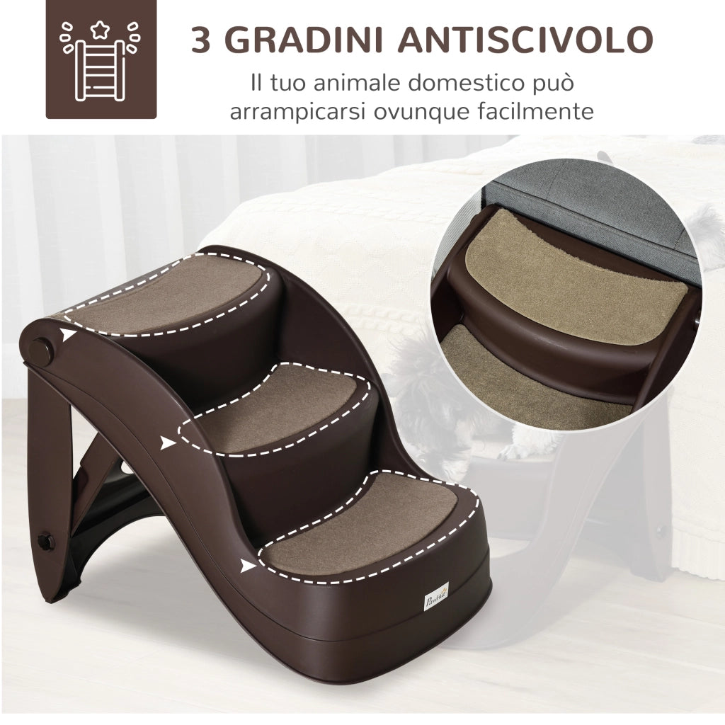 Scaletta per Cani Pieghevole ¨C zephmum ¨C Marrone 49x38x38 cm