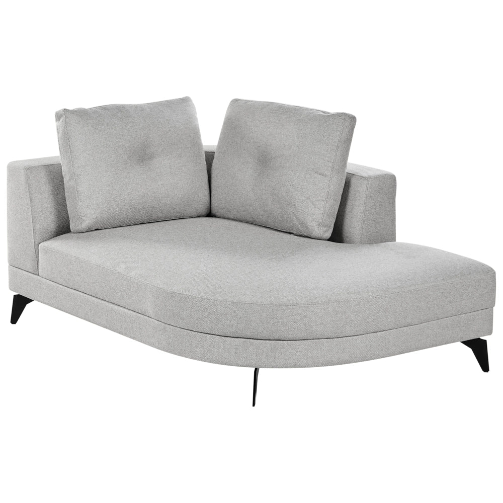 Chaise longue con rivestimento in lino sintetico idrorepellente Gambe in ferro nero con cuscini Grigio  lato sinistro stile moderno